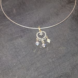 Vintage Chandelier Collar Necklace faux amethyst almost clear accents